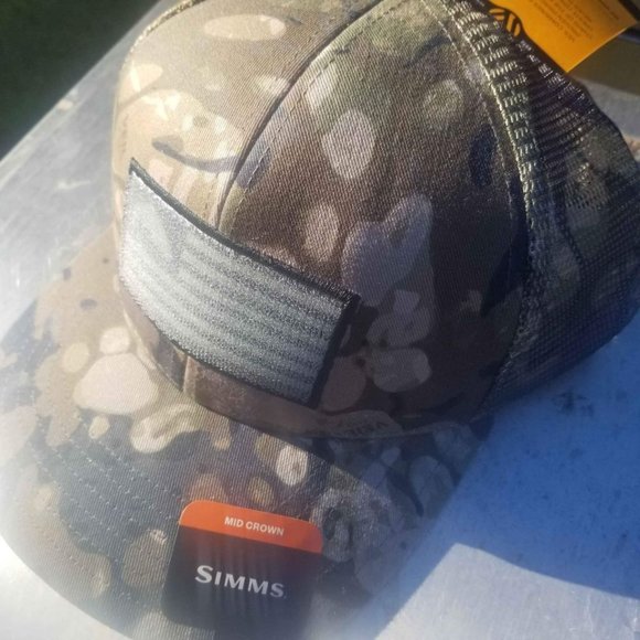 Simms Men's Fishing Tactical Trucker Hat Hunting  - Riparian Camo U.S Flag NWT - Picture 4 of 6